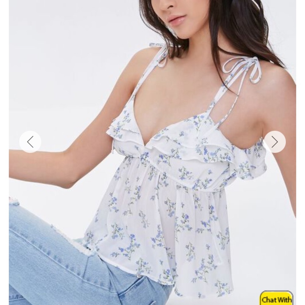NWT Forever 21 Floral Print Tie Strap Cami